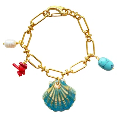 Smilla Brav Women's Blue / Red / Gold Shell Bracelet Puglia