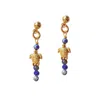 Smilla Brav Women's Blue / White / Gold Turtle Earrings Ada In Multi