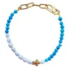 Smilla Brav Women's Blue / White / Gold Turtle Pearl Bracelet Marmaris In Multi