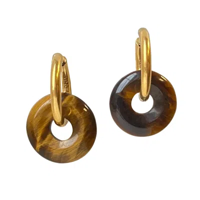 Smilla Brav Women's Brown Earrings Tiger's Eye
