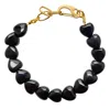 Smilla Brav Women's Gold / Black Black Tourmaline Heart Bracelet