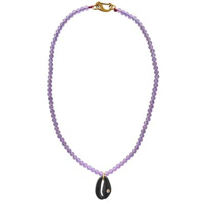Smilla Brav Women's Gold / Black / Purple Black Shell Necklace Kamari In Multi