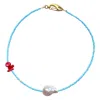 Smilla Brav Women's Gold / Blue Coral Necklace Milas In Blue