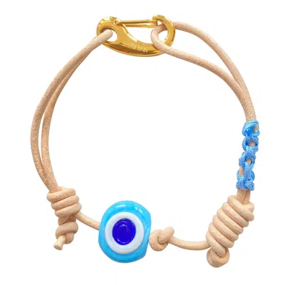 Smilla Brav Women's Gold / Blue / Neutrals Leather Bracelet Nazar In Multi