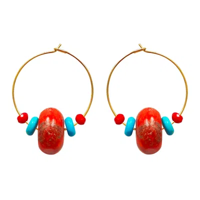 Smilla Brav Women's Gold / Blue / Red Earrings Midyat In Multi