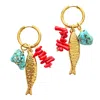Smilla Brav Women's Gold / Blue / Red Fish Coral Earrings Crete In Multi