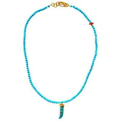 Smilla Brav Women's Gold / Blue / Red Turquoise Necklace Gigi In Multi