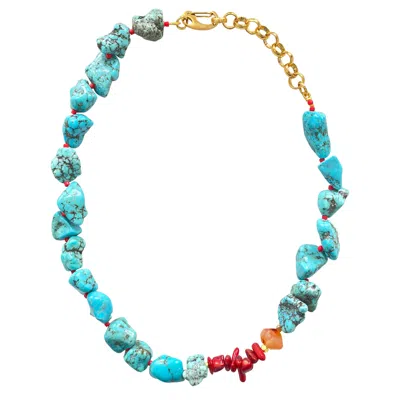 Smilla Brav Women's Gold / Blue / Red Turquoise Necklace Sara