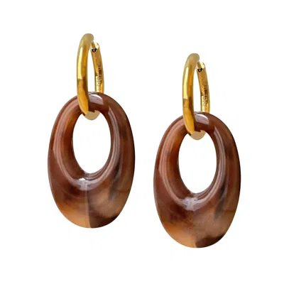 Smilla Brav Women's Gold / Brown Earrings Honey In Multi