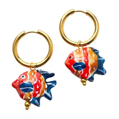 Smilla Brav Women's Gold Ceramic Fish Hoop Earrings Martin