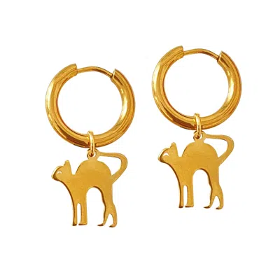 Smilla Brav Women's Gold Earrings Kitty Cat
