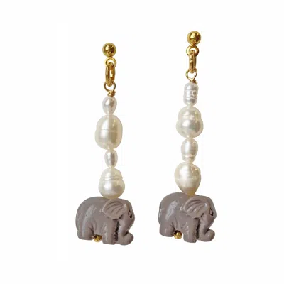 Smilla Brav Women's Gold Elephant Pearl Dangle Earrings