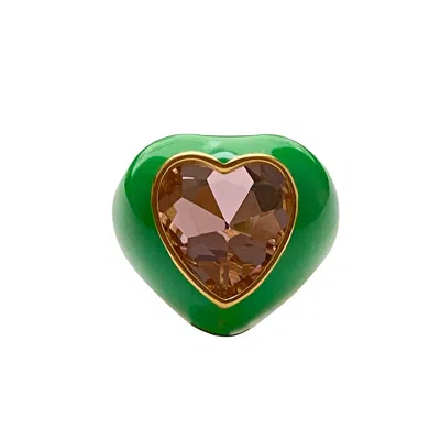 Smilla Brav Women's Gold / Green Green Enamel Ring Misha In Multi