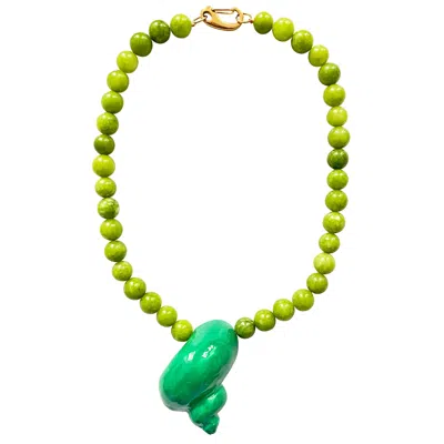 Smilla Brav Women's Gold / Green Green Shell Necklace Sienna