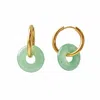 Smilla Brav Women's Gold / Green Jade Donut Earrings