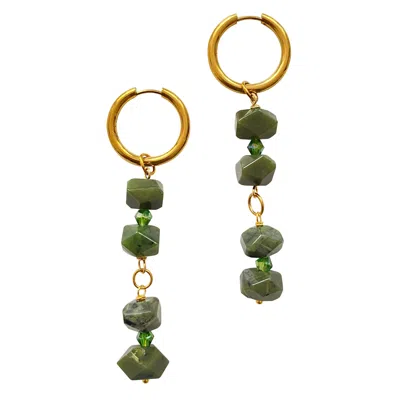 Smilla Brav Women's Gold / Green Jade Earrings Beatrice