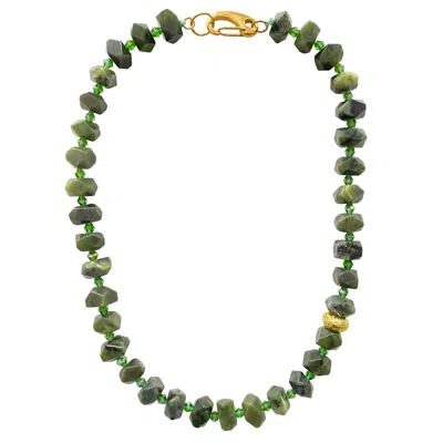 Smilla Brav Women's Gold / Green Jade Necklace Beatrice