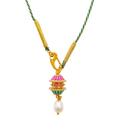 Smilla Brav Women's Gold / Green / Pink Talisman Necklace In Multi