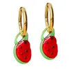 Smilla Brav Women's Gold / Green / Red Murano Glass Watermelon Hoop Earrings