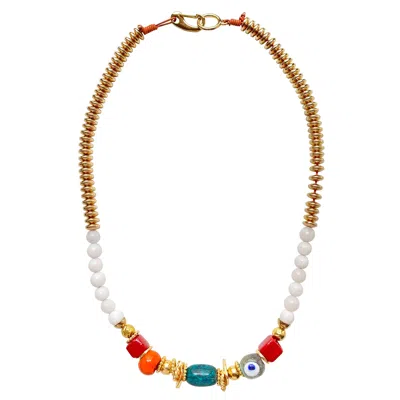 Smilla Brav Women's Gold Mandarin Evil Eye Necklace In Green