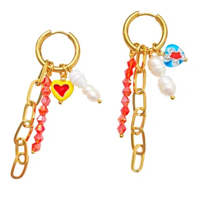 Smilla Brav Women's Gold Millefiori Pearl Earrings Tara