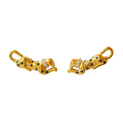 Smilla Brav Women's Gold Panther Stud Earrings In Pink