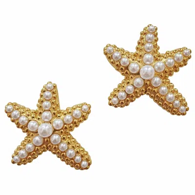 Smilla Brav Women's Gold Pearl Earrings Seestern In Pink