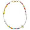 Smilla Brav Women's Gold Pearl Smiley Necklace Sunflower In Multi