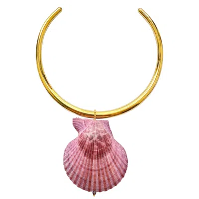 Smilla Brav Women's Gold Pink Moon Shell Necklace