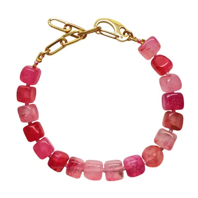 Smilla Brav Women's Gold / Pink Pink Agate Bracelet Kendall In Multi