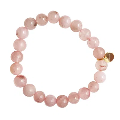 Smilla Brav Women's Gold / Pink / Purple Rose Quartz Bracelet Love