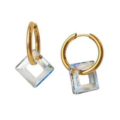 Smilla Brav Women's Gold Rectangle Crystal Hoop Earrings Marlene