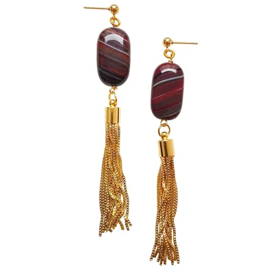 Smilla Brav Women's Gold / Red Earrings Talia In Multi