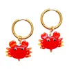 Smilla Brav Women's Gold / Red Murano Glass Earrings Holy Crab!