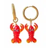 Smilla Brav Women's Gold / Red Murano Glass Earrings Shrimp Bling