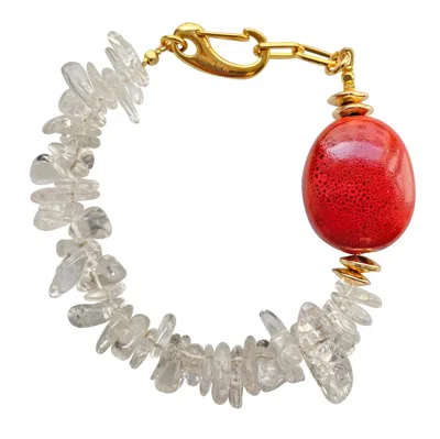 Smilla Brav Women's Gold / Red Quartz Bracelet Madeleine