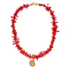 Smilla Brav Women's Gold / Red Red Coral Necklace Amelie In Multi