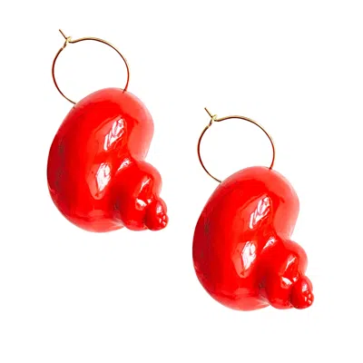 Smilla Brav Women's Gold / Red Red Shell Earrings Sienna