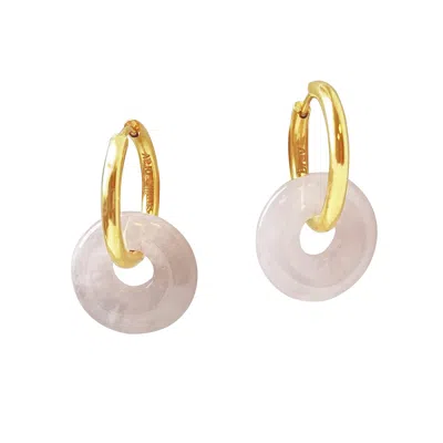 Smilla Brav Women's Gold Rose Quartz Hoop Earrings Rosa