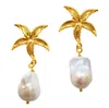 Smilla Brav Women's Gold / White Baroque Pearl Earrings Seestern