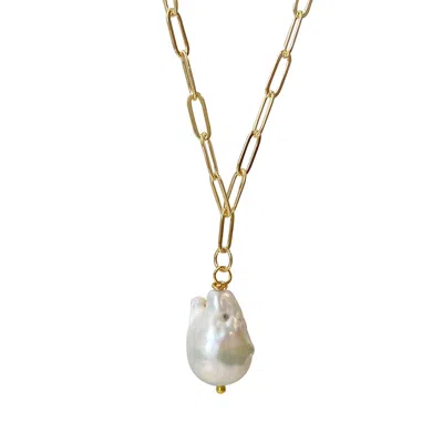 Smilla Brav Women's Gold / White Baroque Pearl Necklace Lindsay In Multi