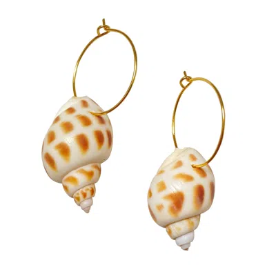 Smilla Brav Women's Gold / White / Brown Shell Hoops Malta In Multi