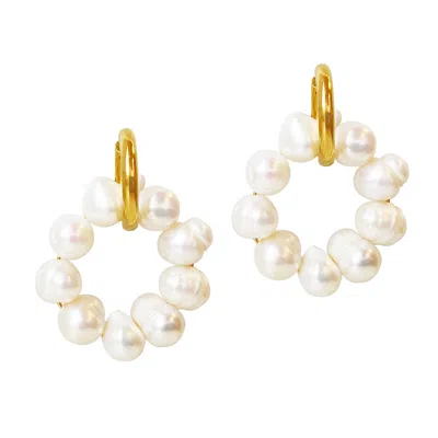 Smilla Brav Women's Gold / White Earrings Dante In Multi