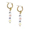 Smilla Brav Women's Gold / White Earrings Initial Love In Multi