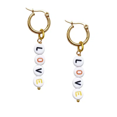 Smilla Brav Women's Gold / White Earrings Initial Love In Multi