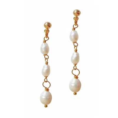 Smilla Brav Women's Gold / White Earrings Salma
