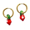 Smilla Brav Women's Gold / White / Red Earrings Strawberry