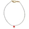 Smilla Brav Women's Gold / White / Red Mushroom Pearl Necklace Glückspilz In Multi