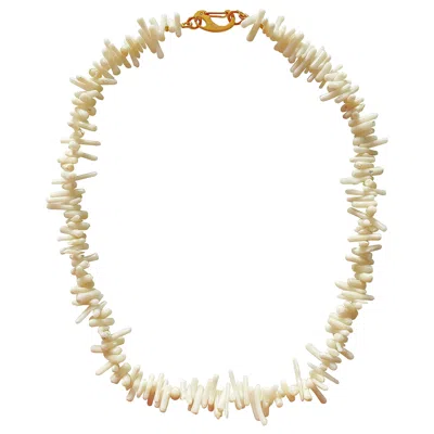 Smilla Brav Women's Gold / White White Coral Necklace Mia In Neutral