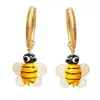 Smilla Brav Women's Gold / White / Yellow Pearl Hoop Earrings Bee